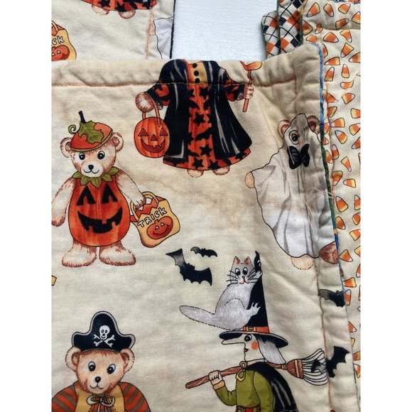 Handmade Festive Fall Halloween Quilted Placemat Set Witch Pumpkin Ghost Leaves - Picture 9 of 10